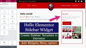 how to add sidebar in Hello elementor theme