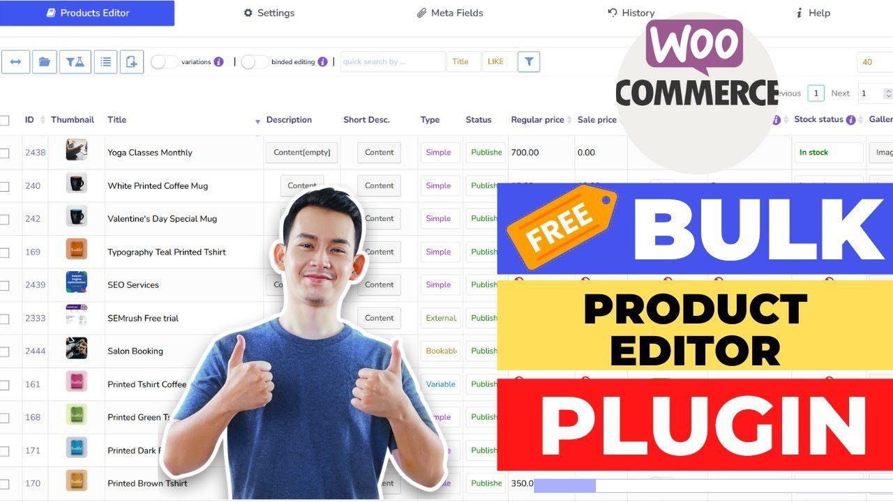 Free WooCommerce bulk edit plugin - WOOBE / BEAR