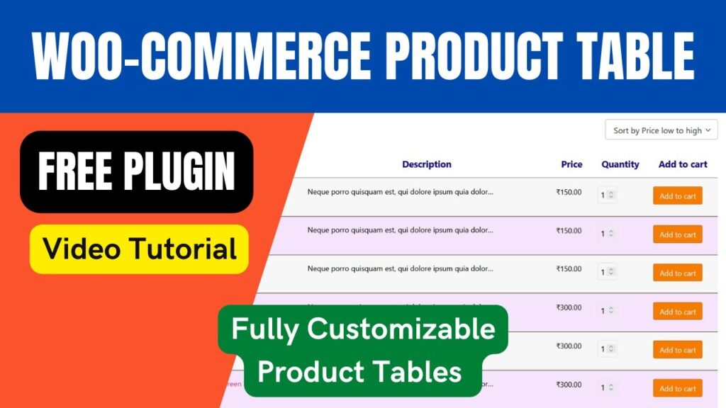 Free WooCommerce Product Table Plugin