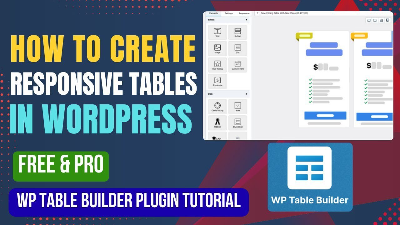How To Create Responsive Table In WordPress Using WP Table Builder Plugin