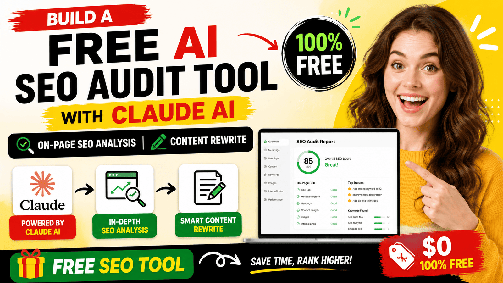 Free On-Page SEO Analyzer Tool with Claude AI