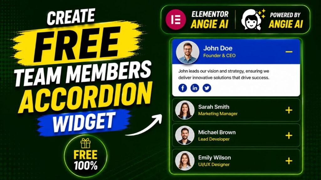 Elementor Team Members Accordion – Free Angie AI Widget