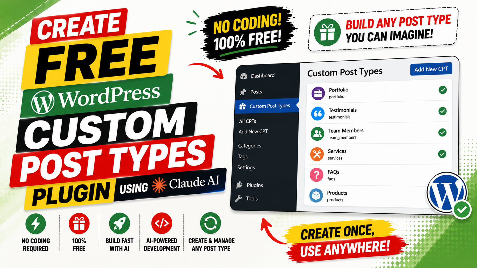Free WordPress Custom Post Types Plugin | Built with Claude AI