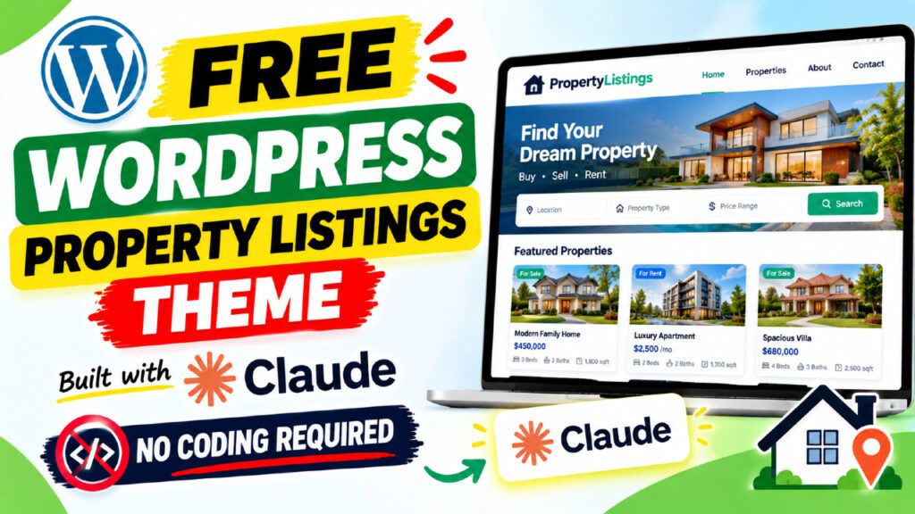 Free WordPress Property Listings Theme Built with Claude AI